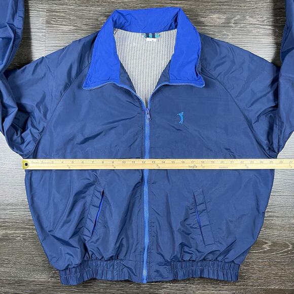 Vintage Radical Rain Gear Windbreaker Zip Jacket Men 2X Blue Pockets Golfer Logo - Picture 12 of 14